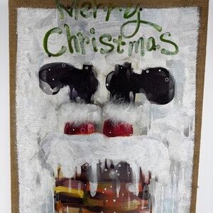 Collectible/Rare Pier 1 Imports Santa Boots "Merry Christmas" LED Glitter Canvas